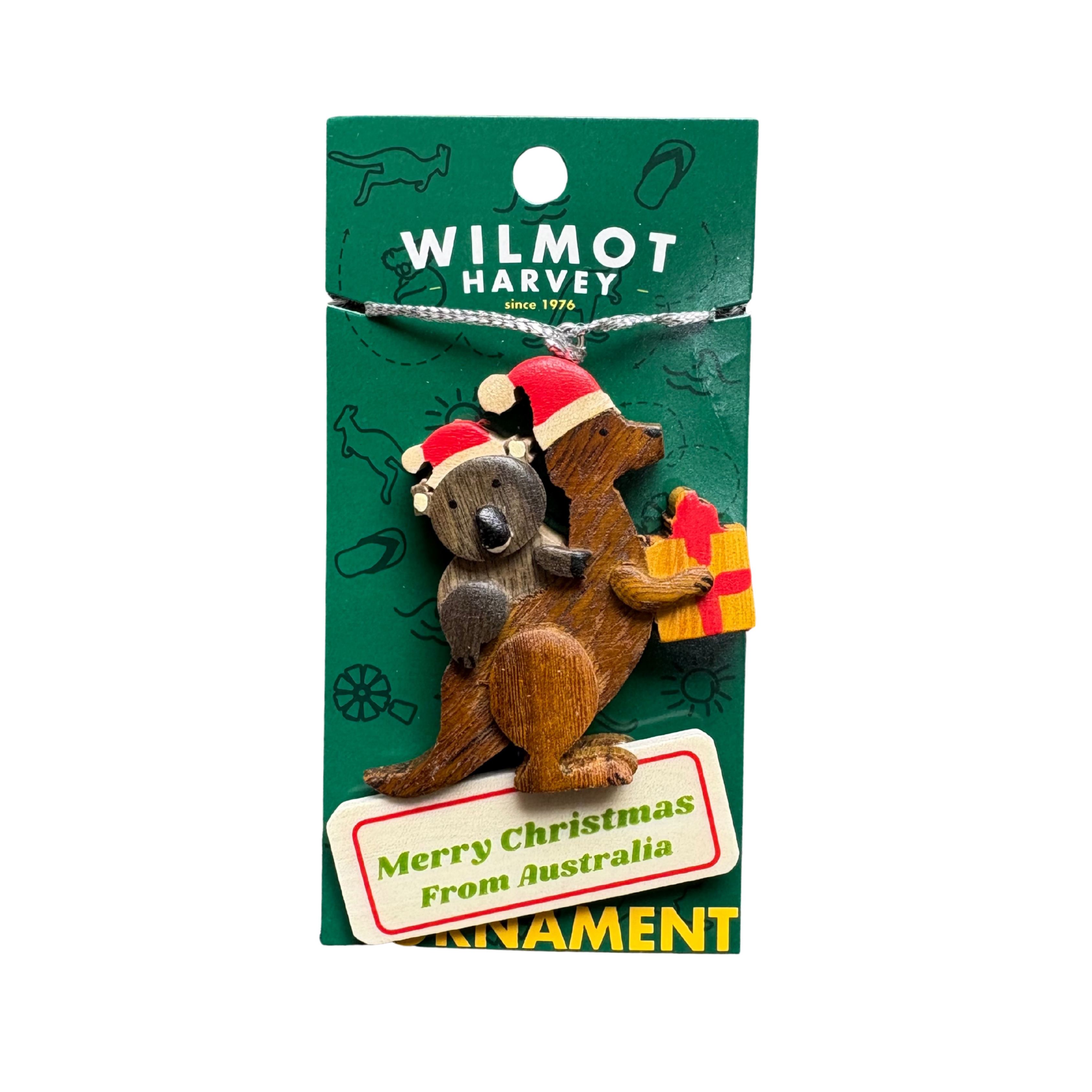 Timber Christmas Ornament - Kangaroo with Koala