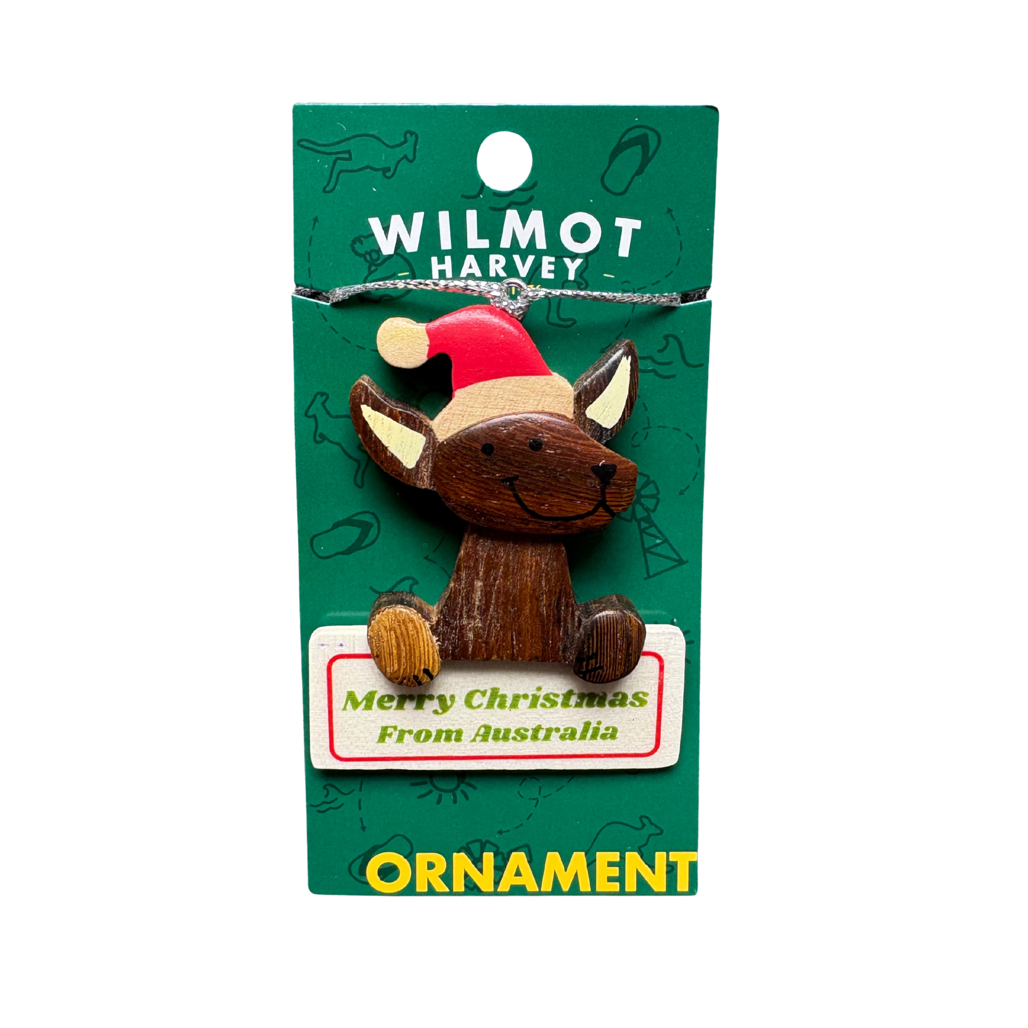 Timber Christmas Ornament - Kangaroo Holding Sign