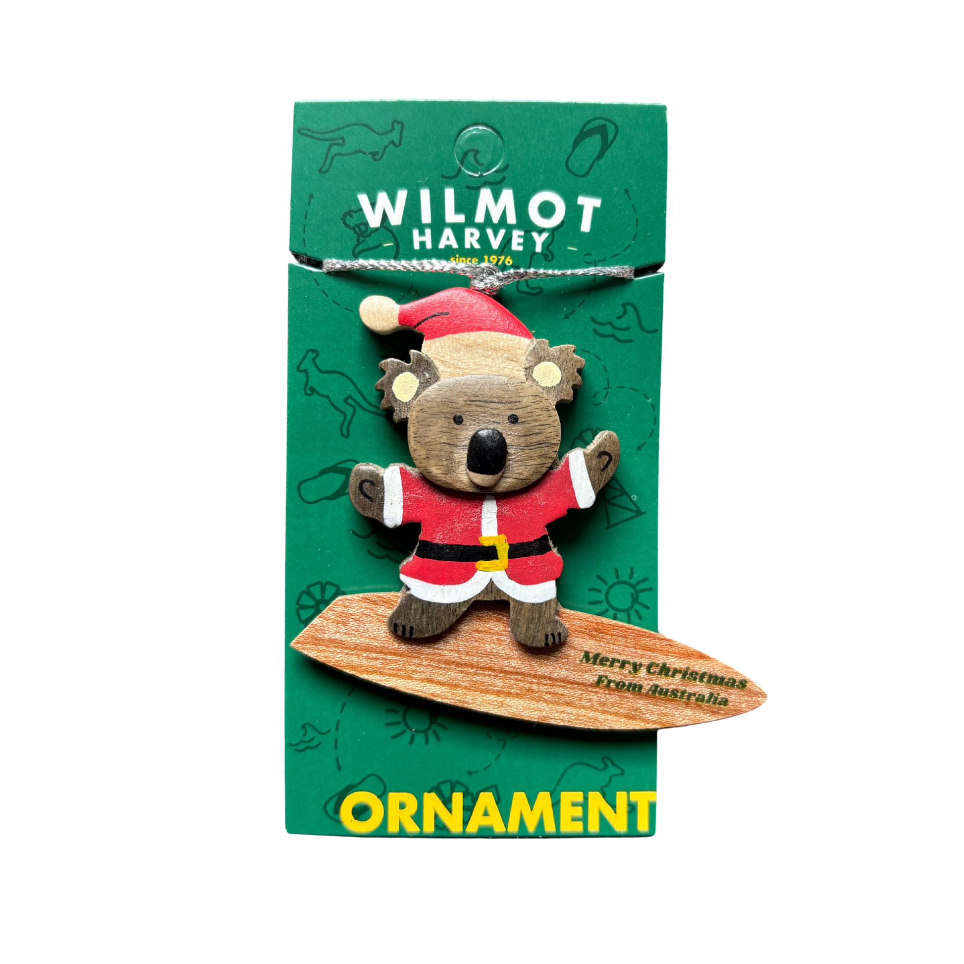 Timber Christmas Ornaments - Koala Standing Surf - Wilmot Harvey