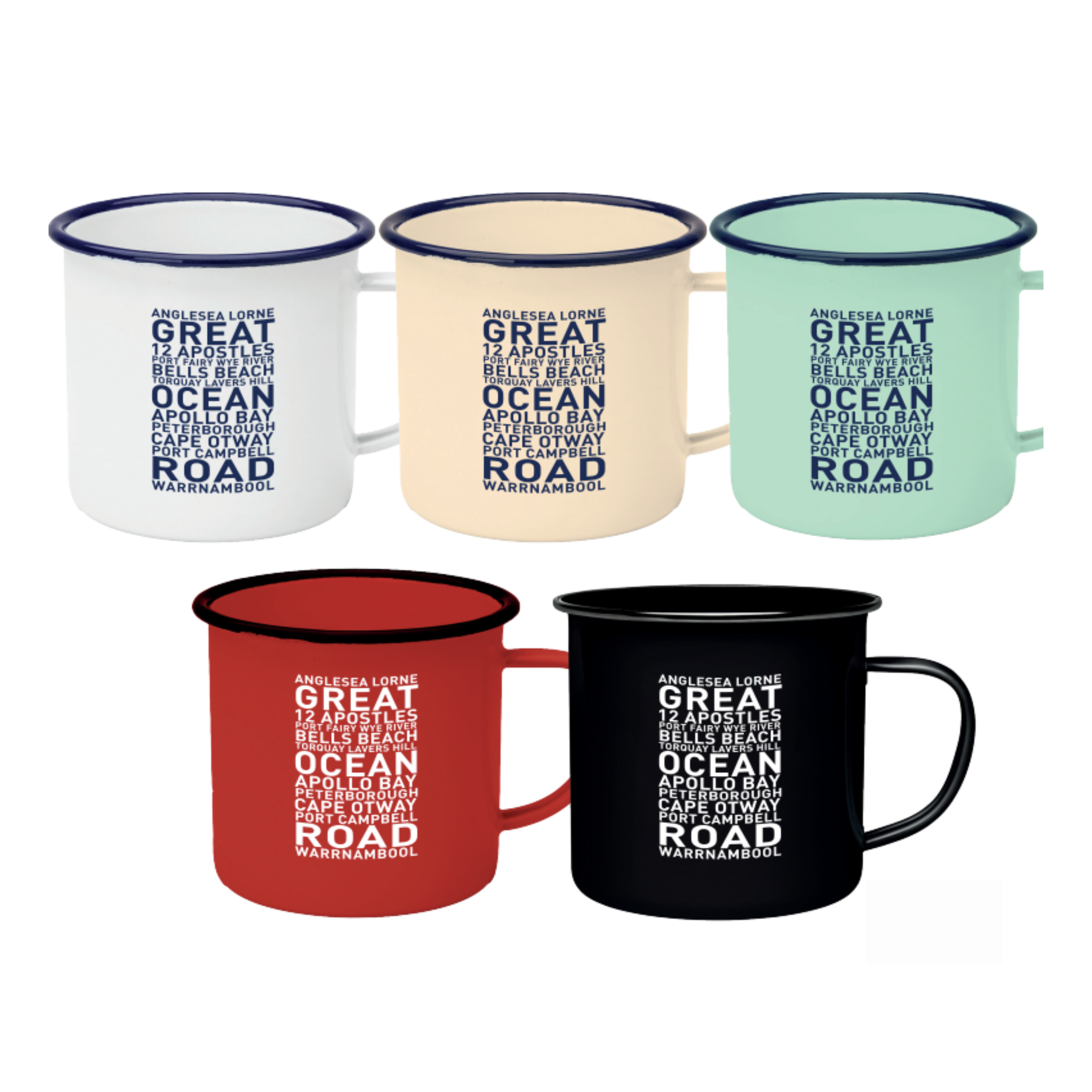 Enamel Mug - Great Ocean Road Town Names - Wilmot Harvey