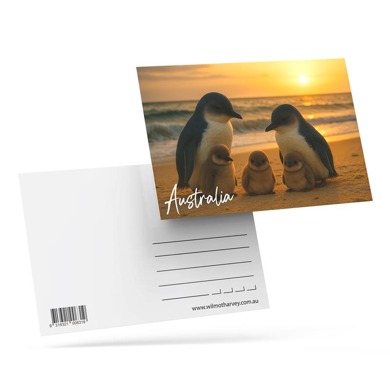 3D Postcard - Penguin Sunset