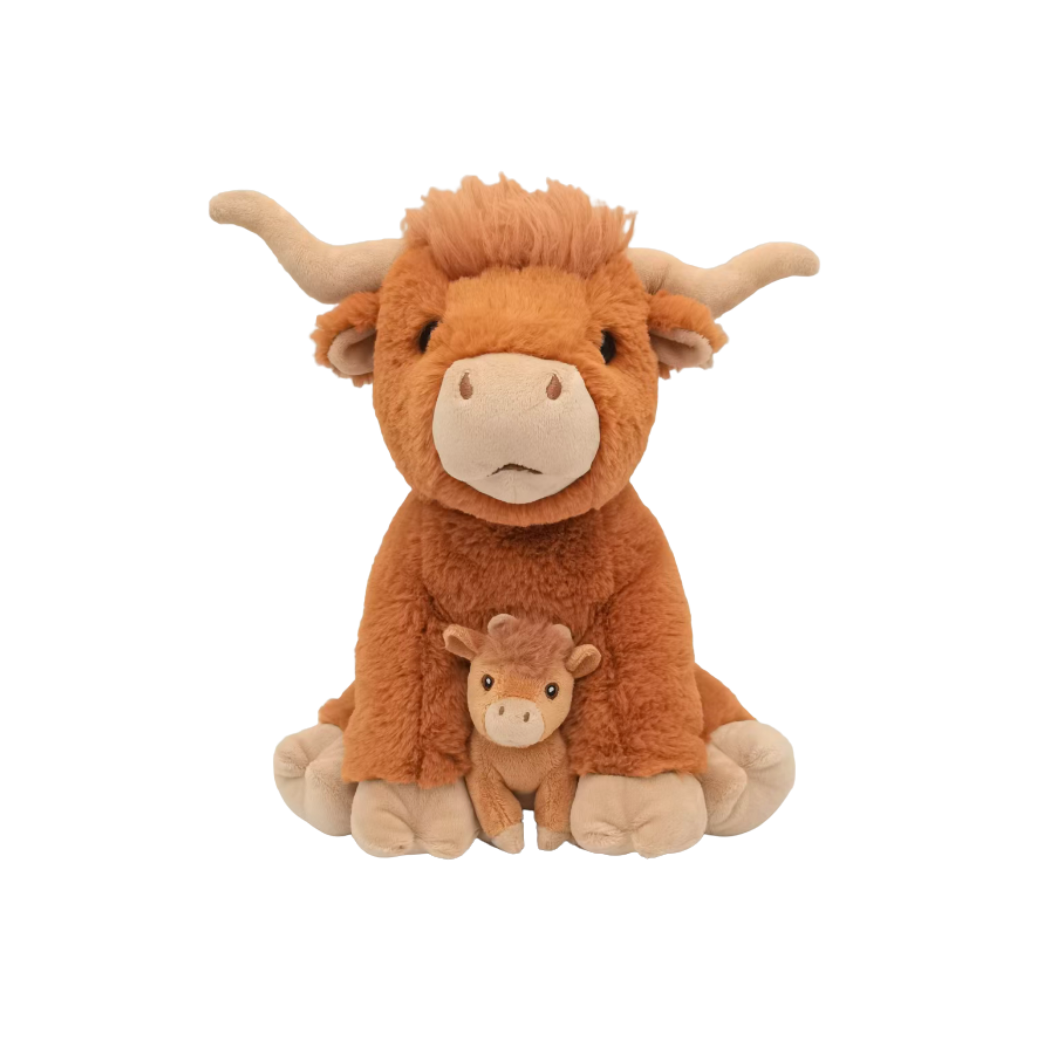 Plush Highland Mother Cow with Baby