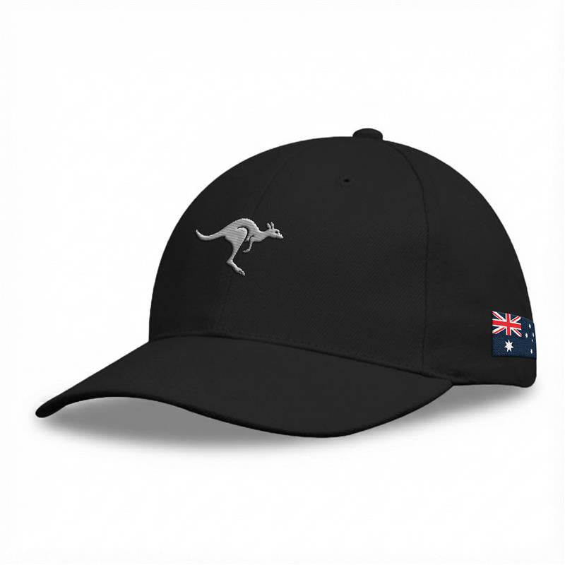 Cap - Kangaroo with Australia Flag Black