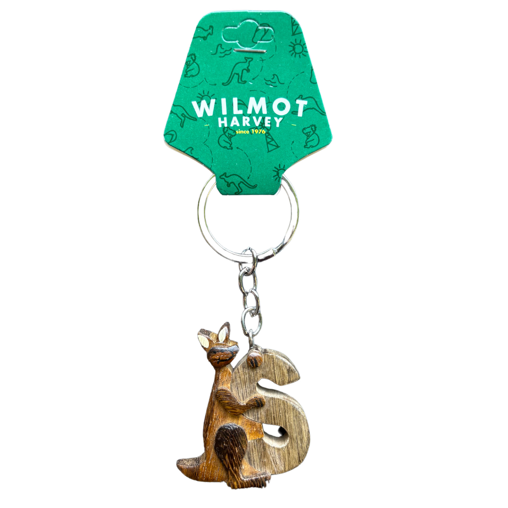 Timber Keyring - Alphabet Kangaroo Range - Wilmot Harvey