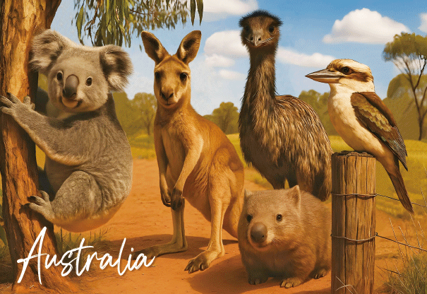 3D Postcard - Australian Animals
