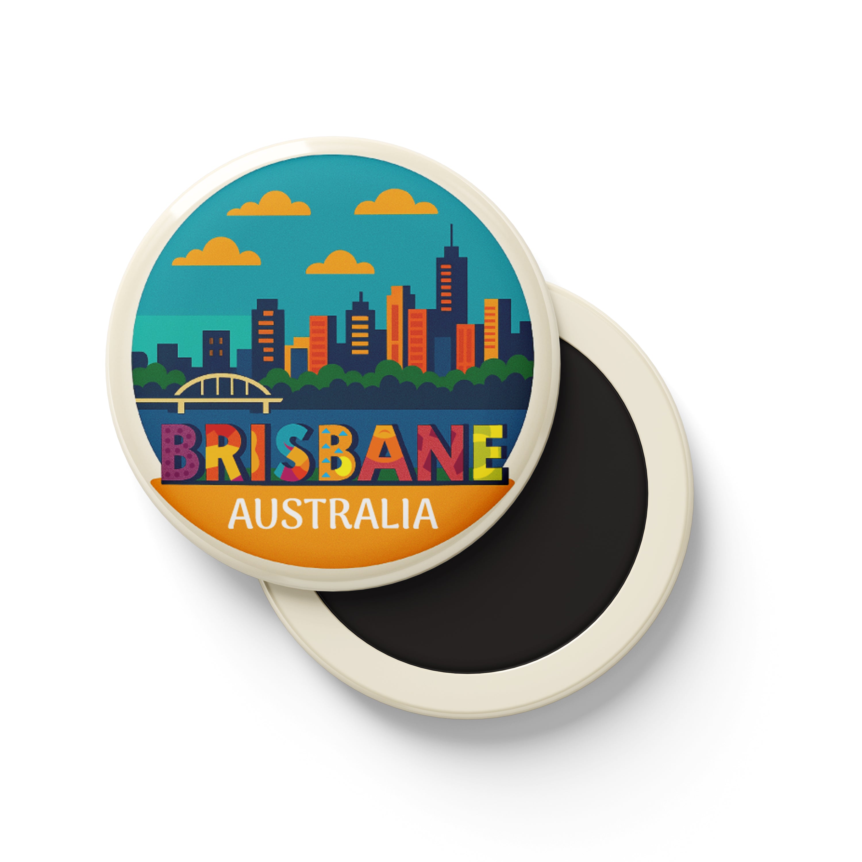 Tin Fridge Magnet - Brisbane Rainbow Day Round