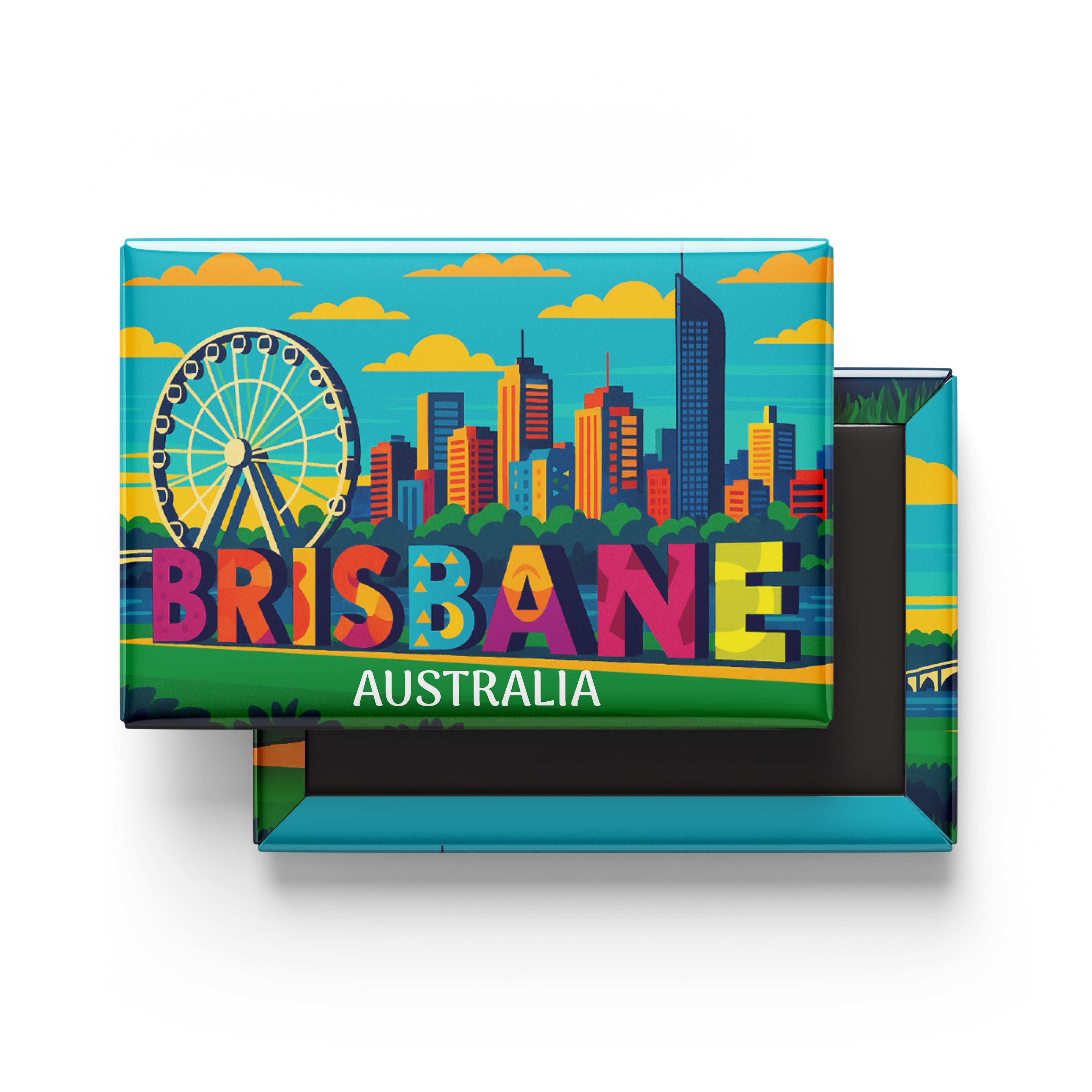 Tin Fridge Magnet - Brisbane Rainbow Day