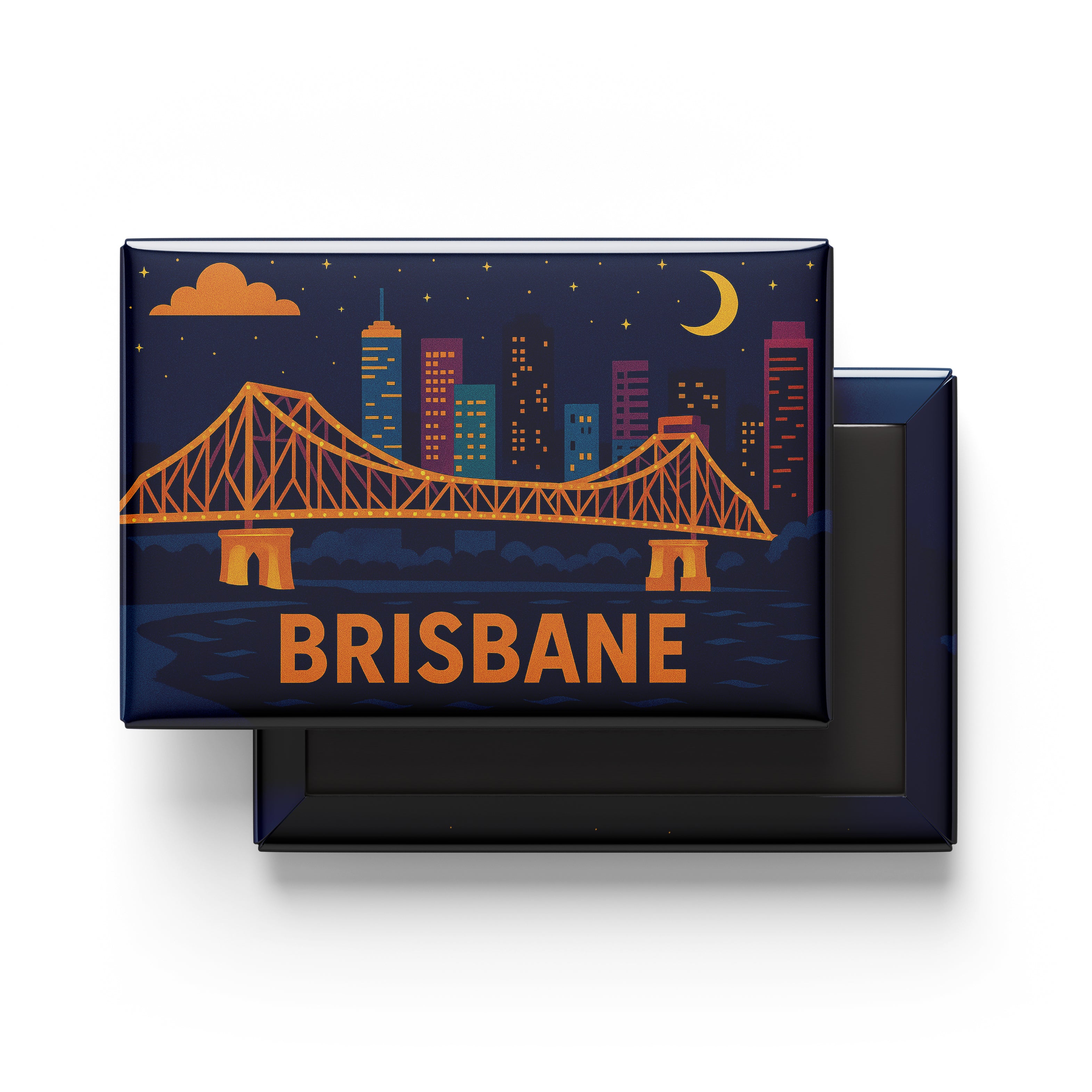 Tin Fridge Magnet - Brisbane Night Bridge