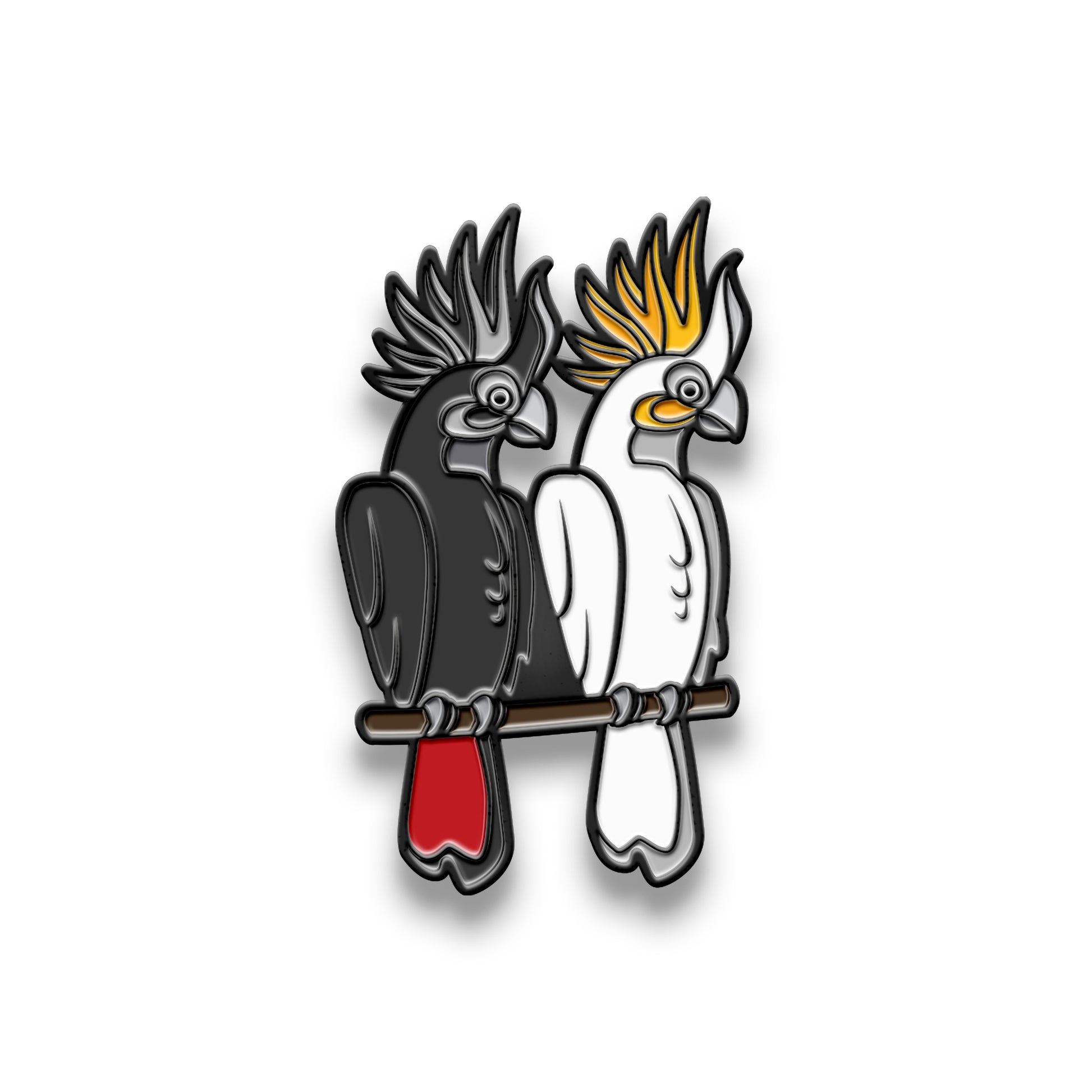 Hat Badge - Black and White Cockatoo - Wilmot Harvey