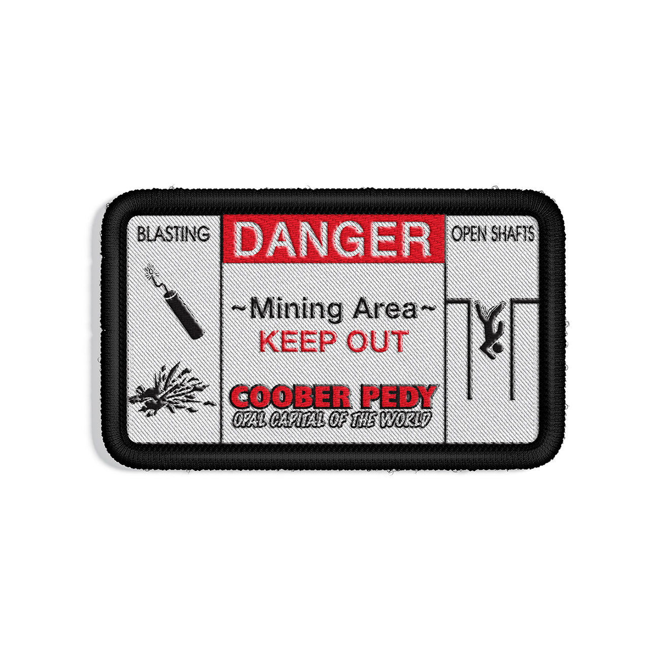 Woven Patch - Coober Pedy Danger Mining Black - Wilmot Harvey