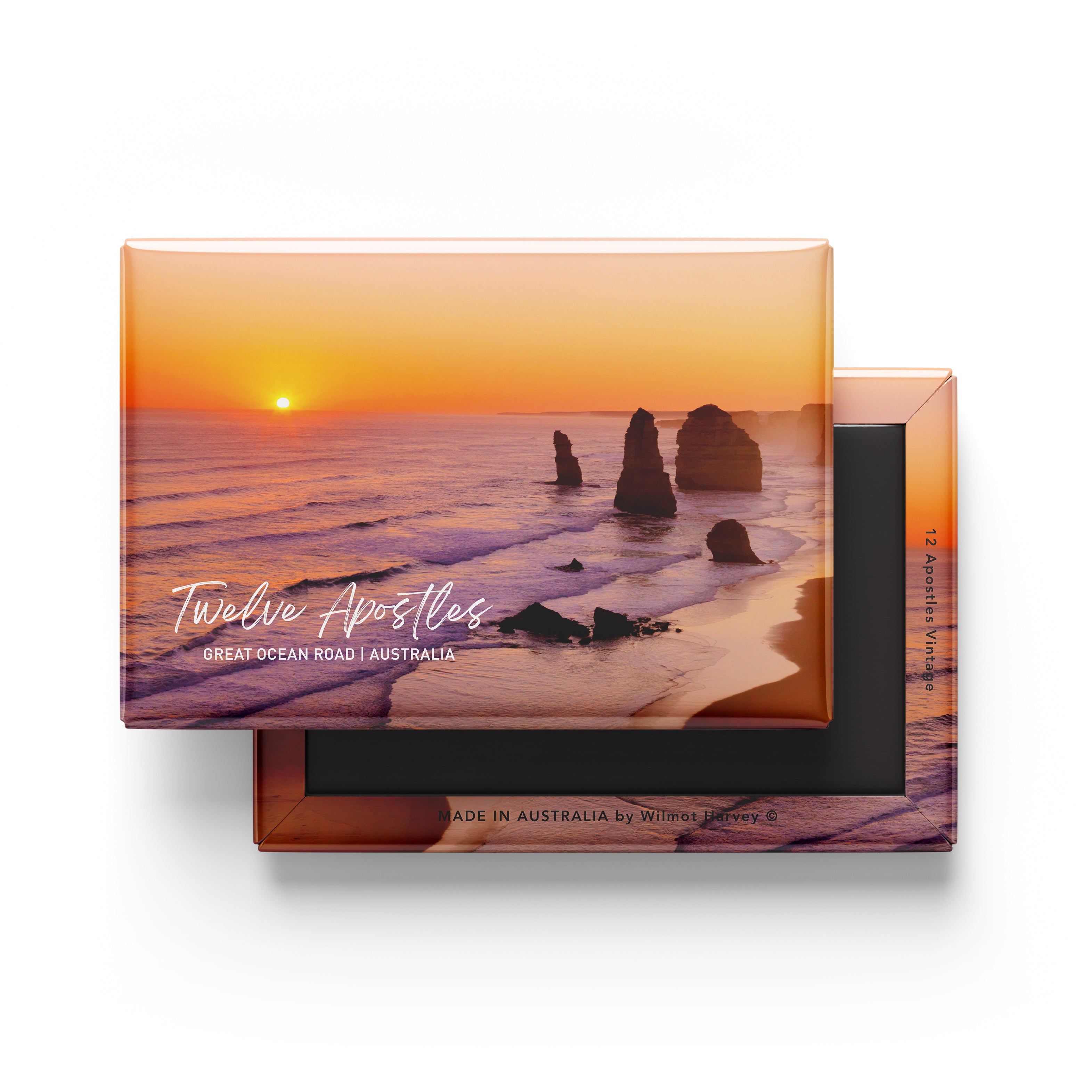 Tin Fridge Magnet - Great Ocean Road 12 Apostles Gold Sunset - Wilmot Harvey