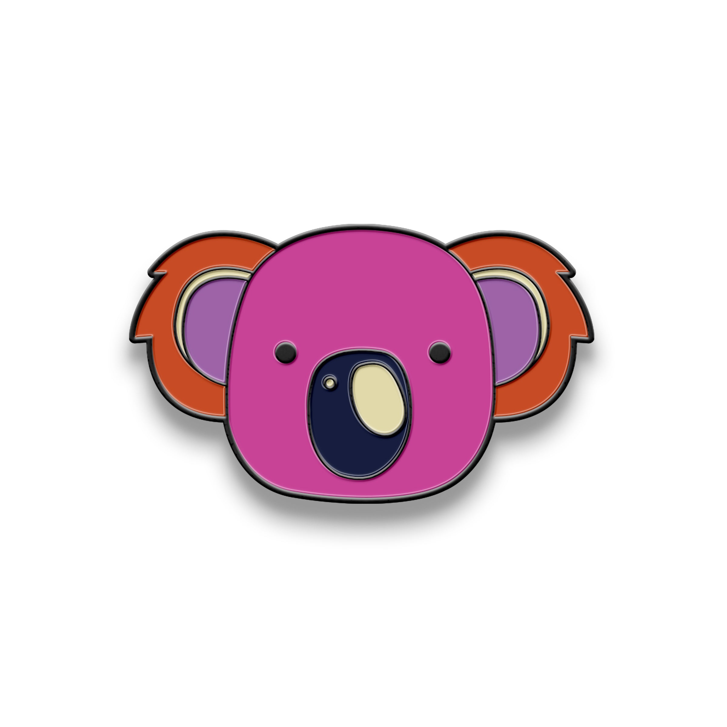 Hat Badge - Koala Head Pink