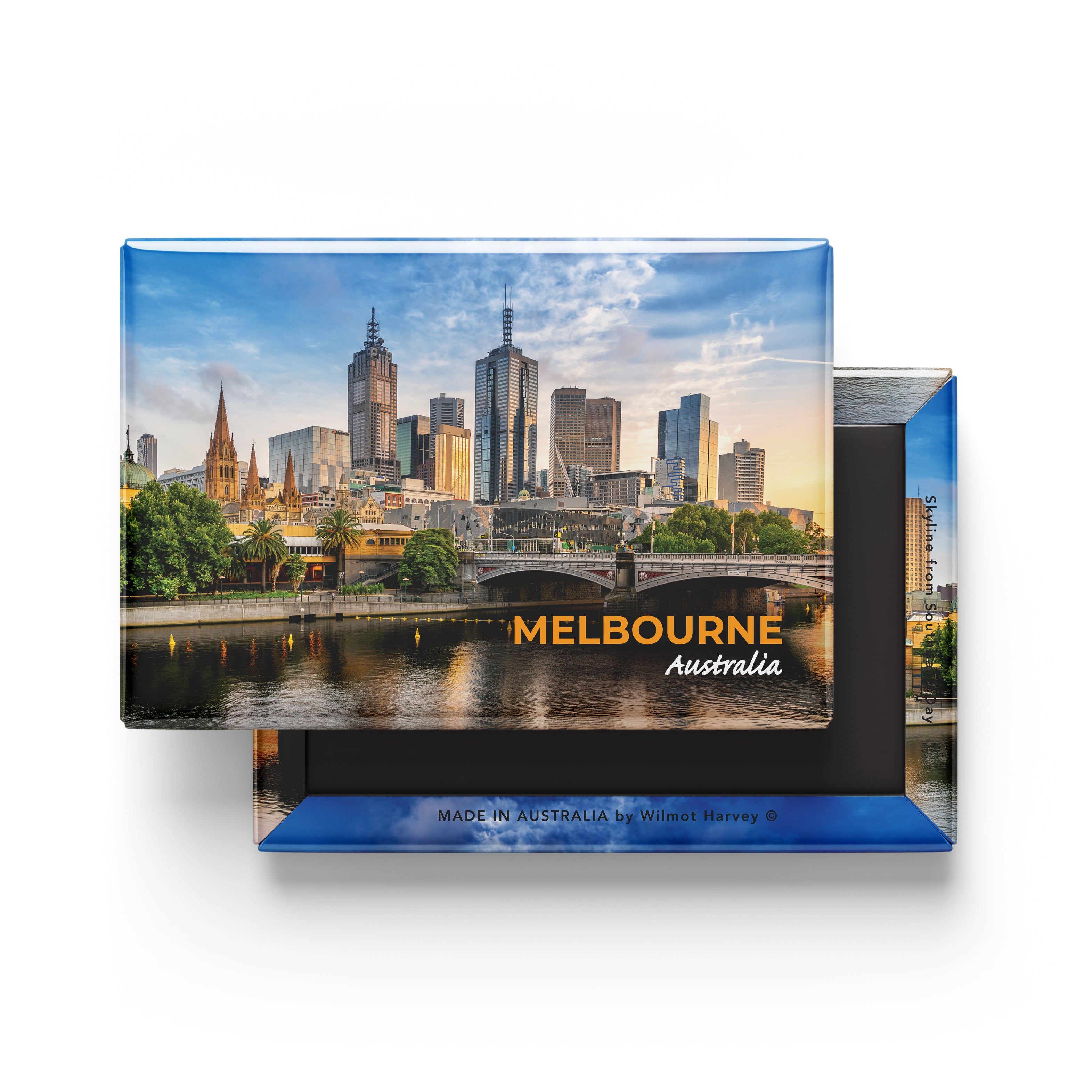 Tin Fridge Magnet - Melbourne Skyline from Southbank Day