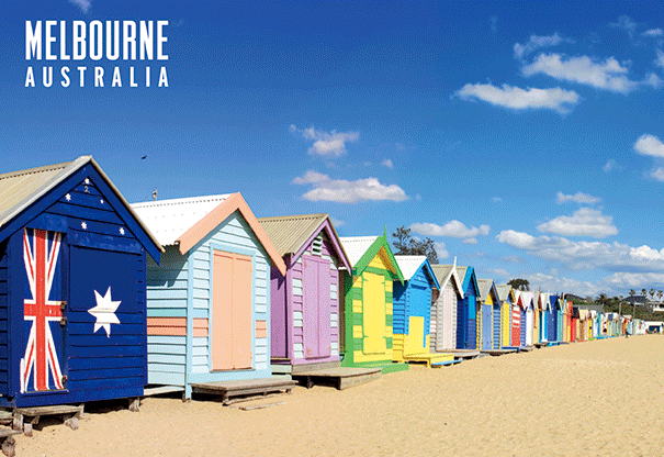 3D Postcard - Brighton Beach Boxes