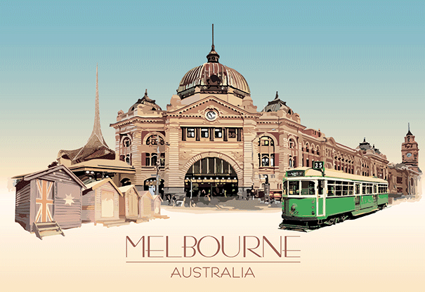 3D Postcard - Melbourne Vintage
