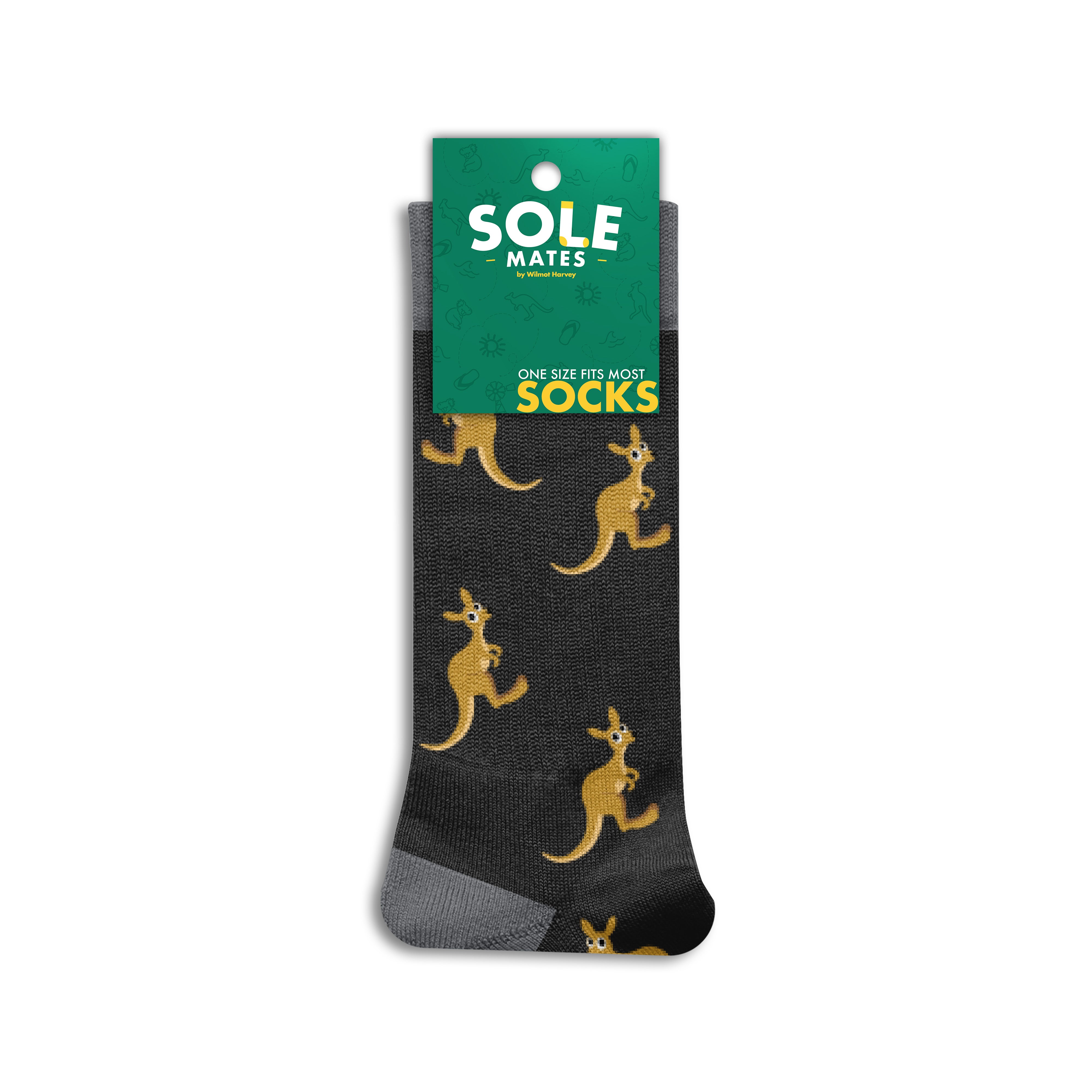 Sole Mates Socks - Kangaroo Black - Wilmot Harvey
