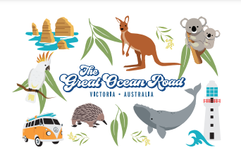 Fridge Magnet - Great Ocean Road Icons