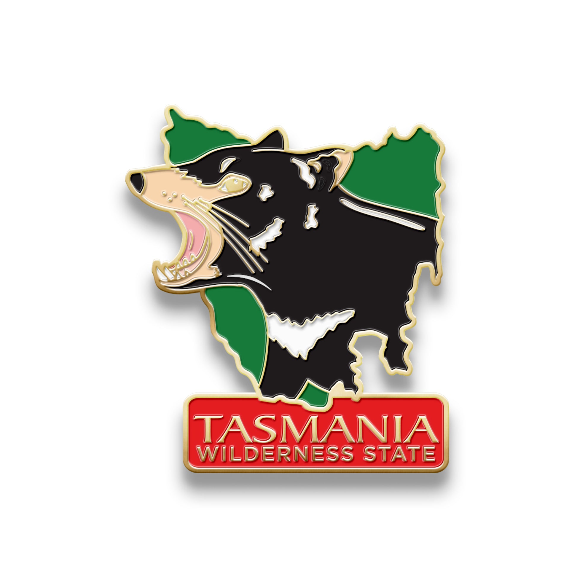 Hat Badge - Tasmanian Devil in Map - Wilmot Harvey