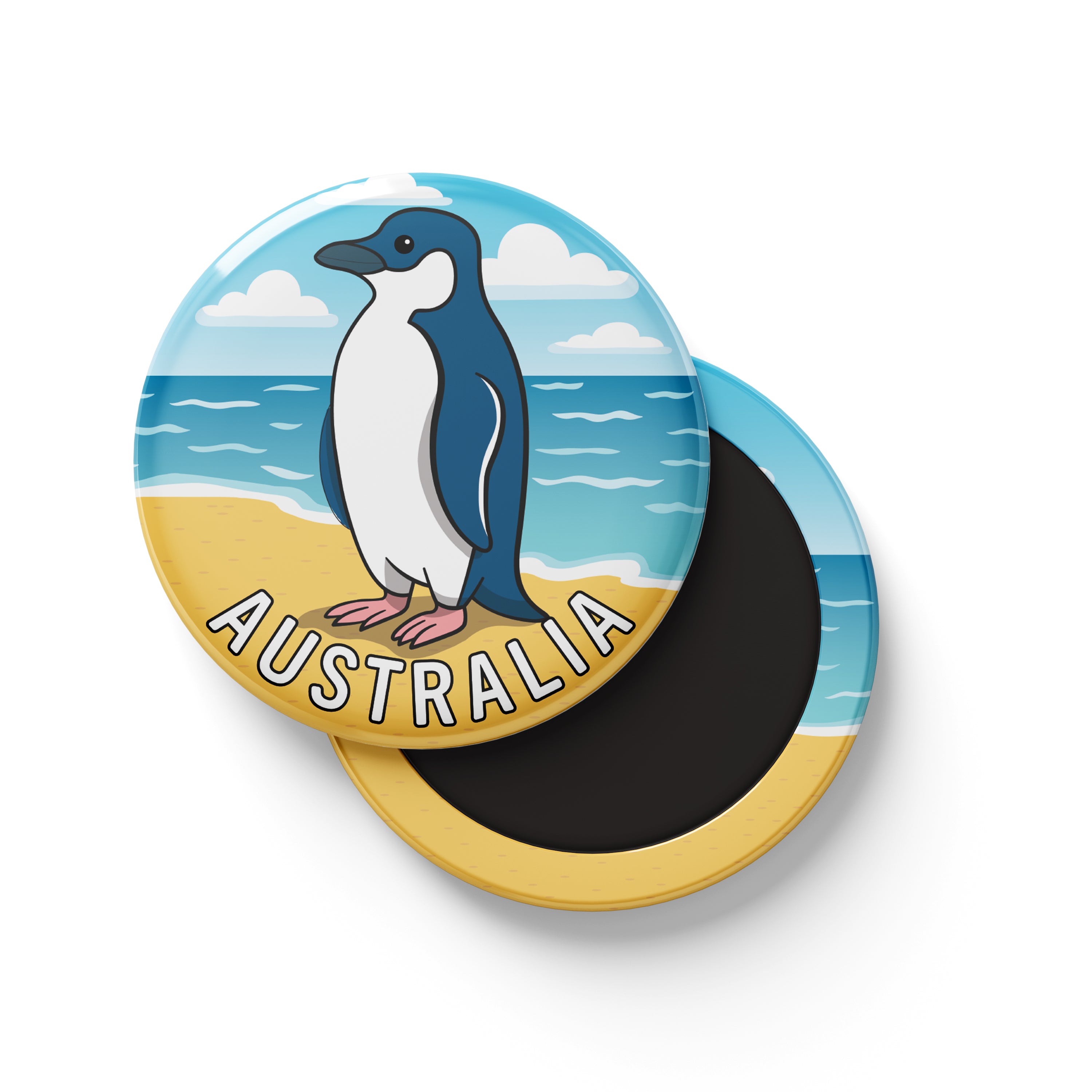Tin Fridge Magnet - Penguin Round