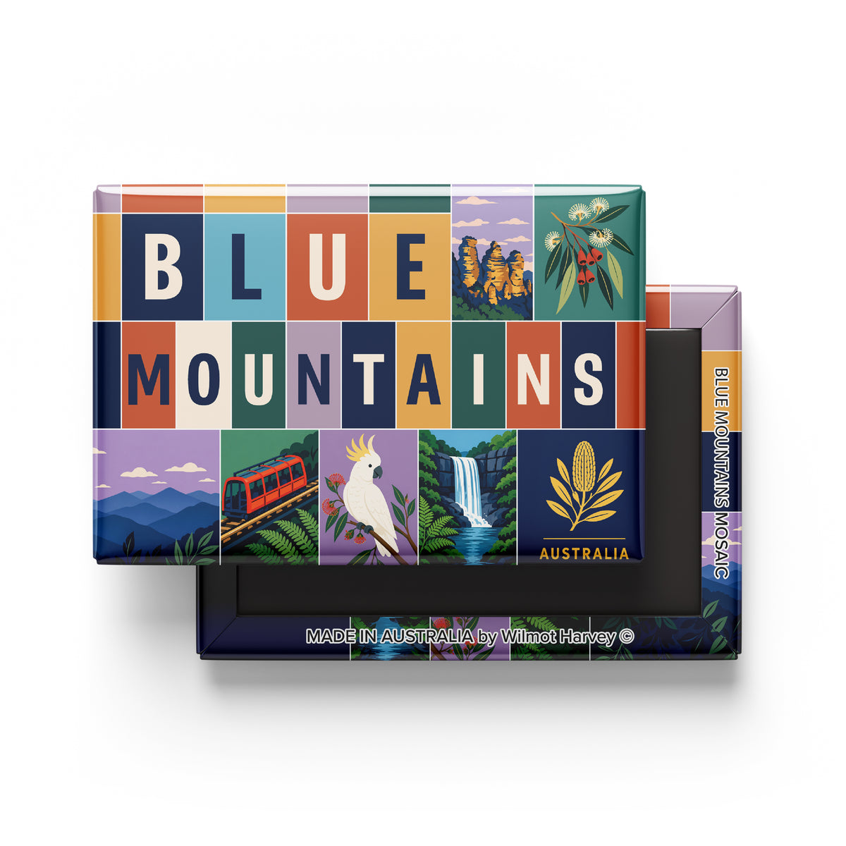 Tin Fridge Magnet - Blue Mountains Mosaic (Australian Made)