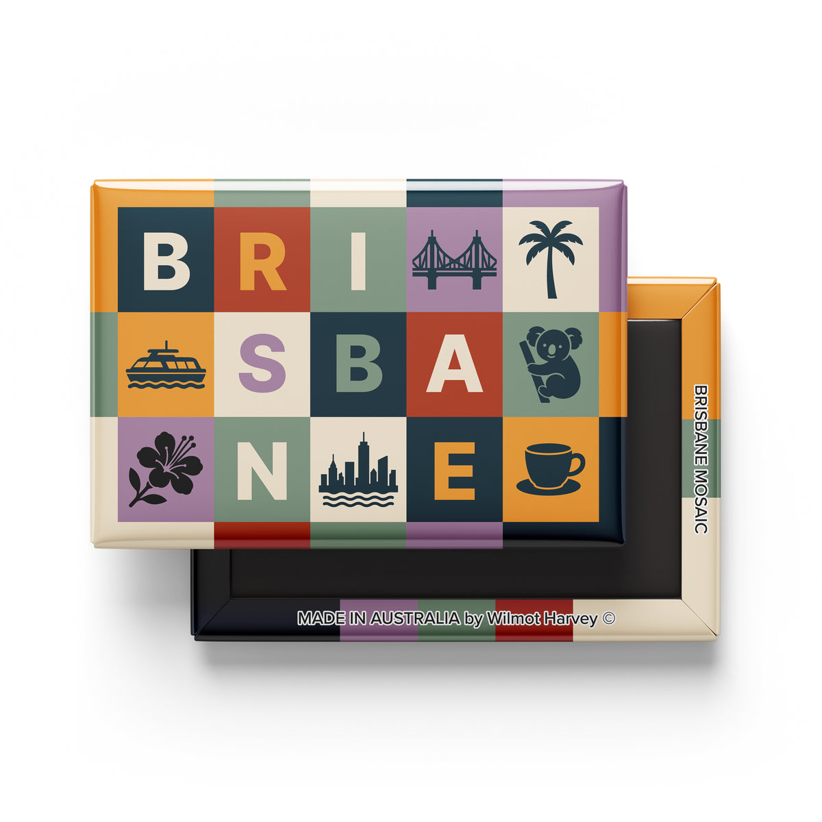 Tin Fridge Magnet - Brisbane Mosaic (Australian Made)