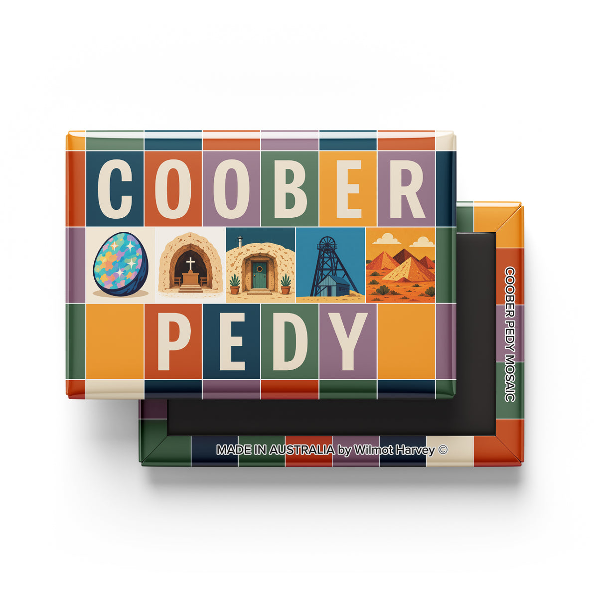 Tin Fridge Magnet - Coober Pedy Mosaic (Australian Made)