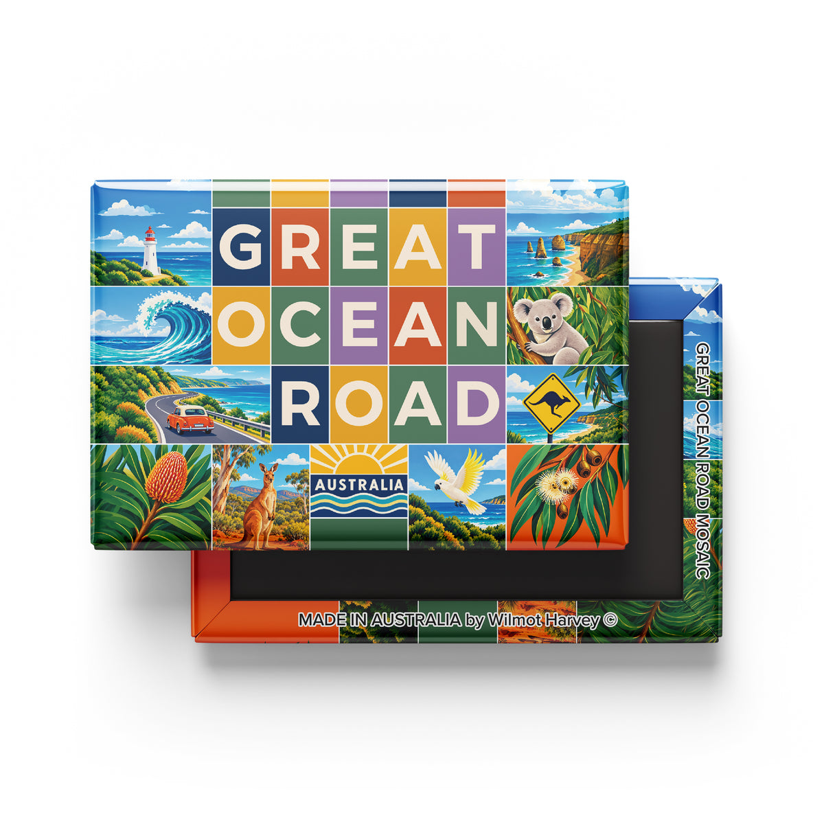 Tin Fridge Magnet - Great Ocean Road Mosaic (Australian Made)
