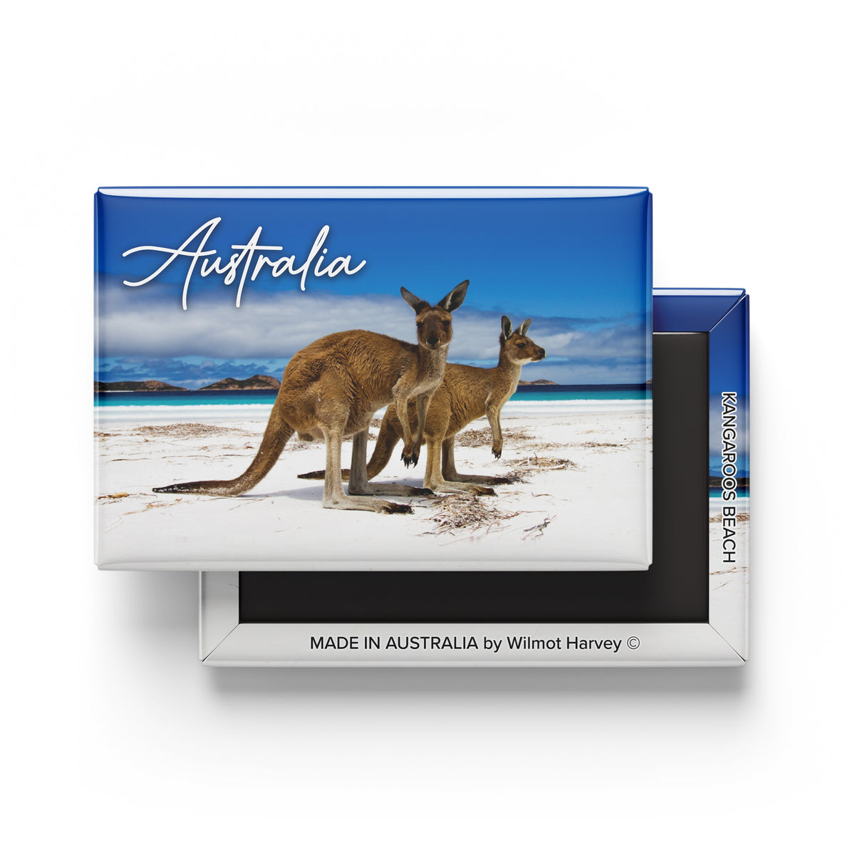Tin Fridge Magnet - Kangaroos Beach (Australian Made)