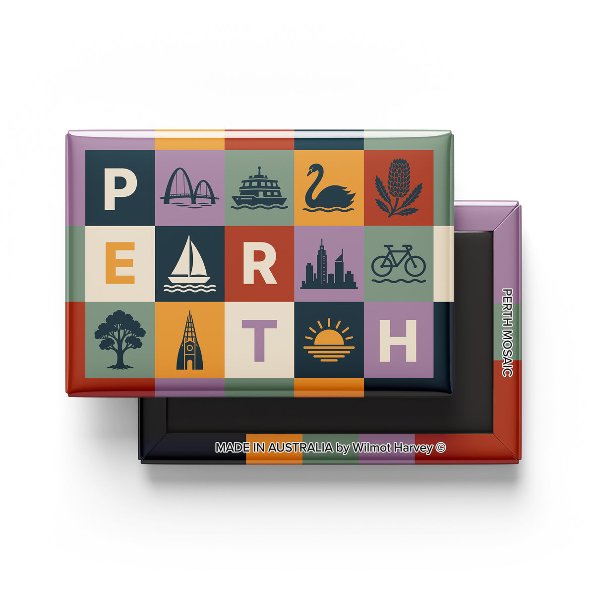 Tin Fridge Magnet - Perth Mosaic (Australian Made)