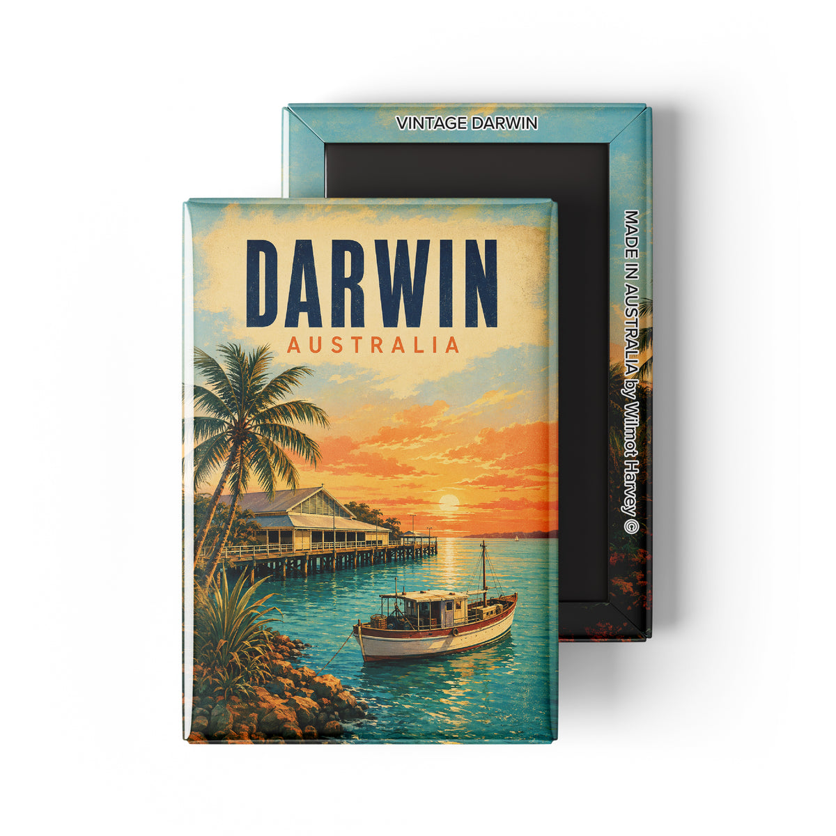 Tin Fridge Magnet - Vintage Darwin (Australian Made)