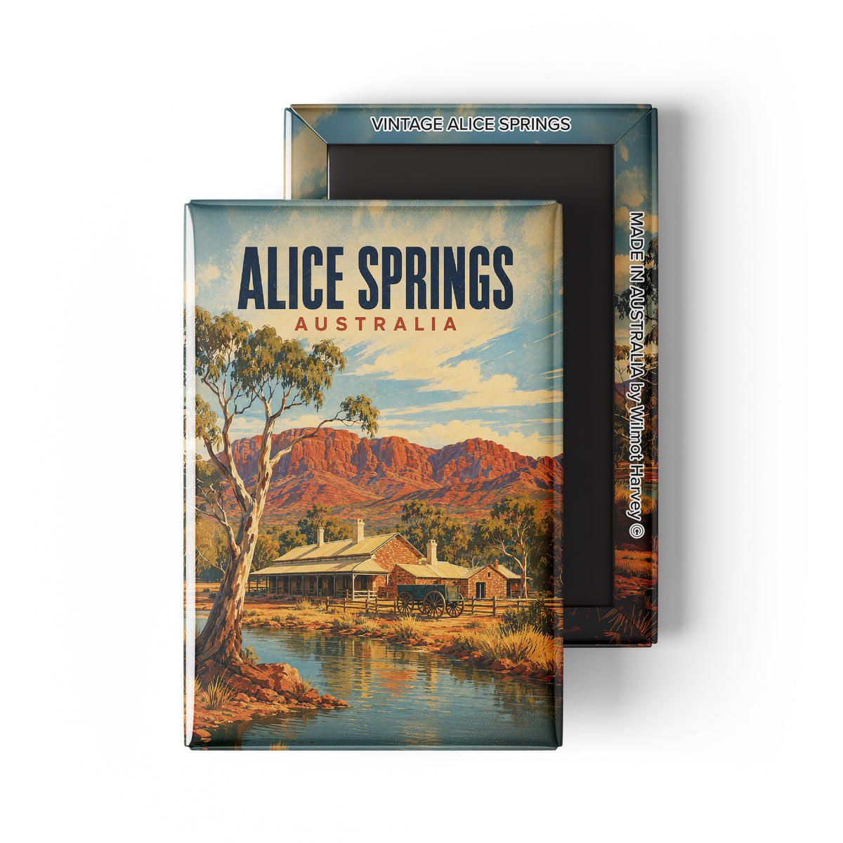 Tin Fridge Magnet - Vintage Alice Springs (Australian Made)