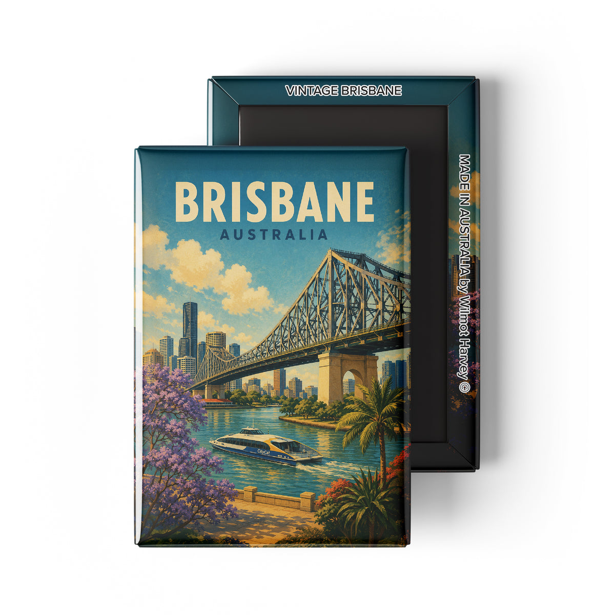 Tin Fridge Magnet - Vintage Brisbane (Australian Made)