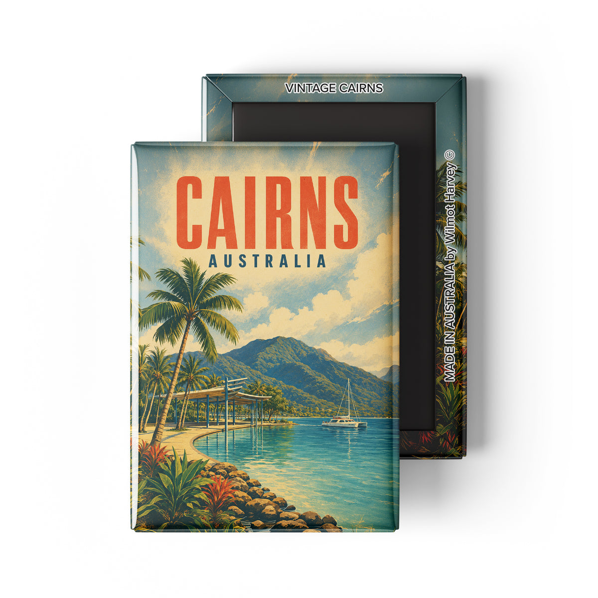 Tin Fridge Magnet - Vintage Cairns (Australian Made)