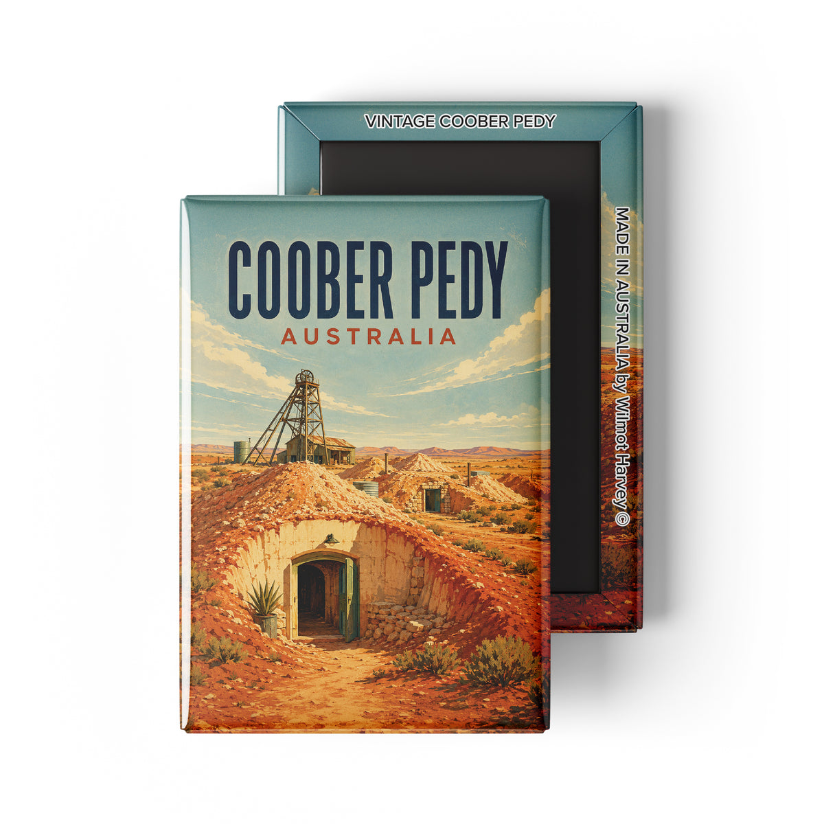 Tin Fridge Magnet - Vintage Coober Pedy (Australian Made)
