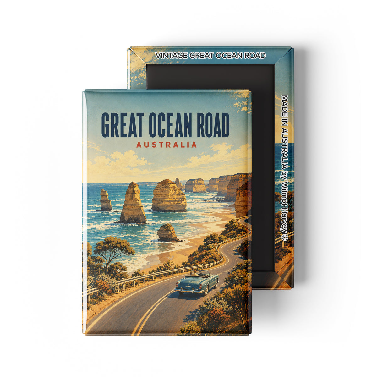 Tin Fridge Magnet - Vintage Great Ocean Road (Australian Made)