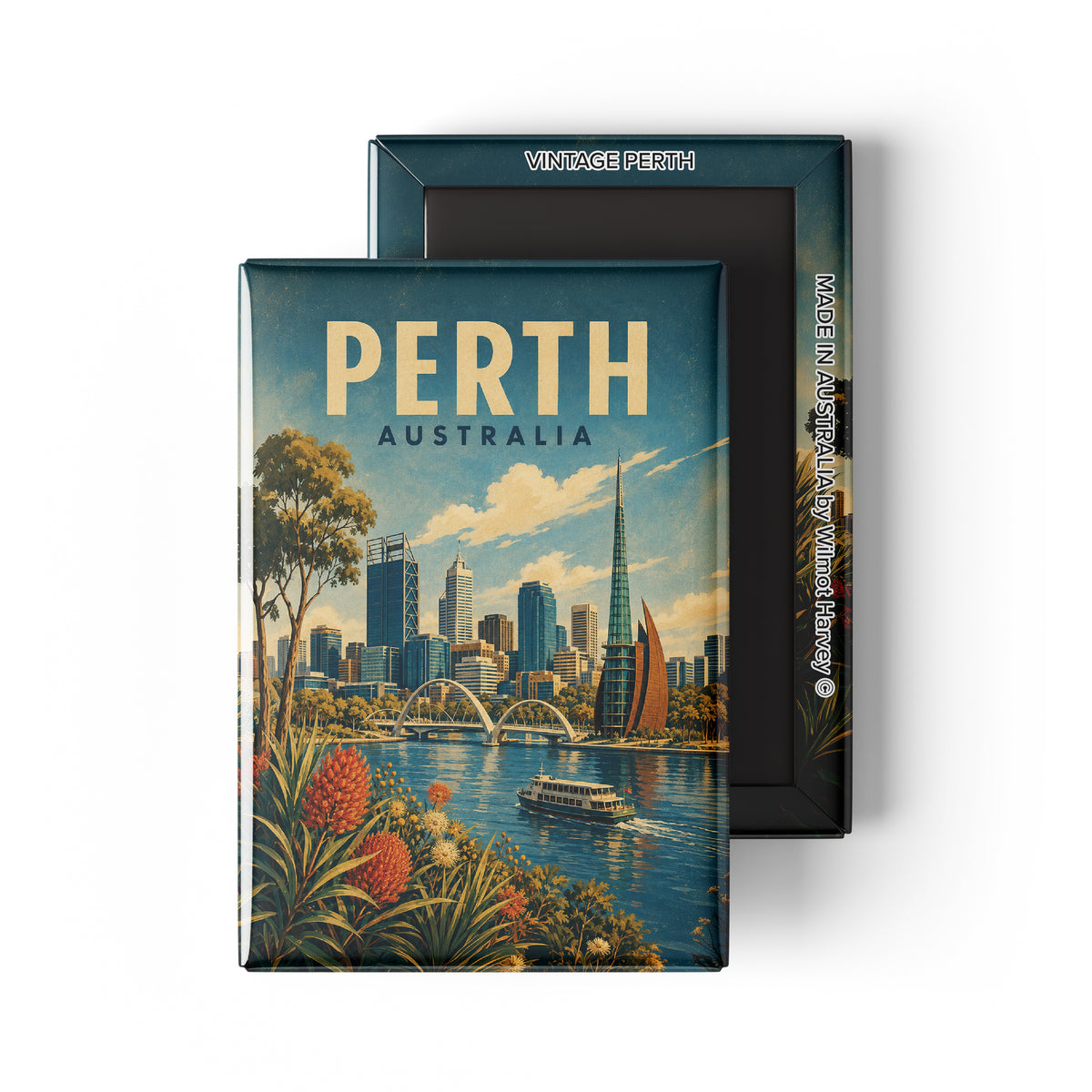 Tin Fridge Magnet - Vintage Perth (Australian Made)