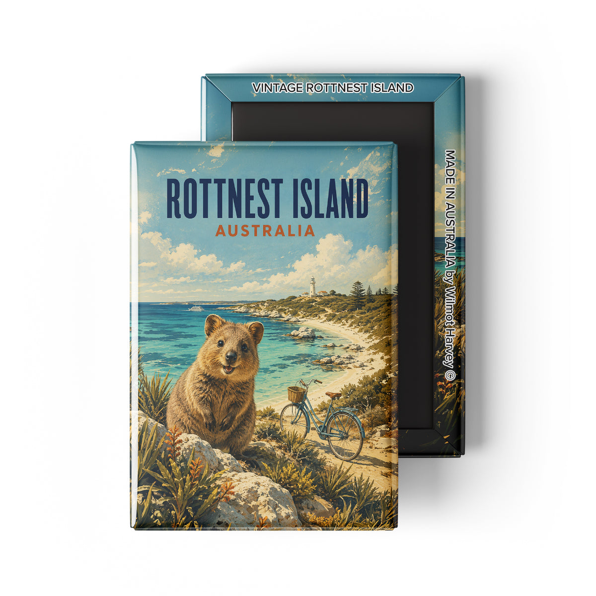 Tin Fridge Magnet - Vintage Rottnest Island (Australian Made)