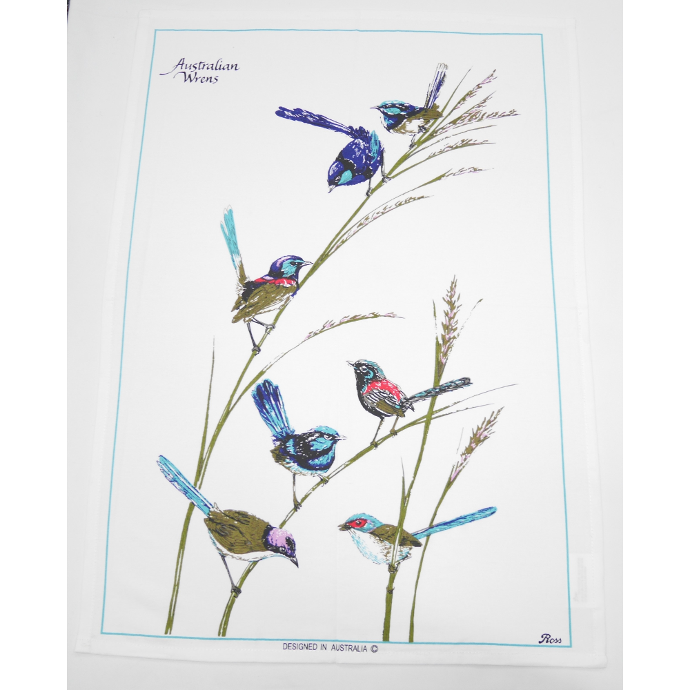 Tea Towel - Wrens White - Wilmot Harvey