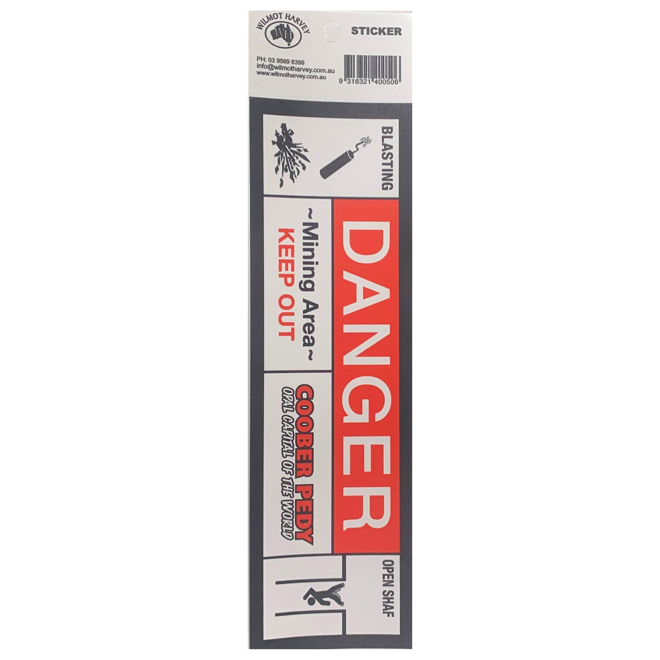 Sticker - Coober Pedy Danger Black Bumper