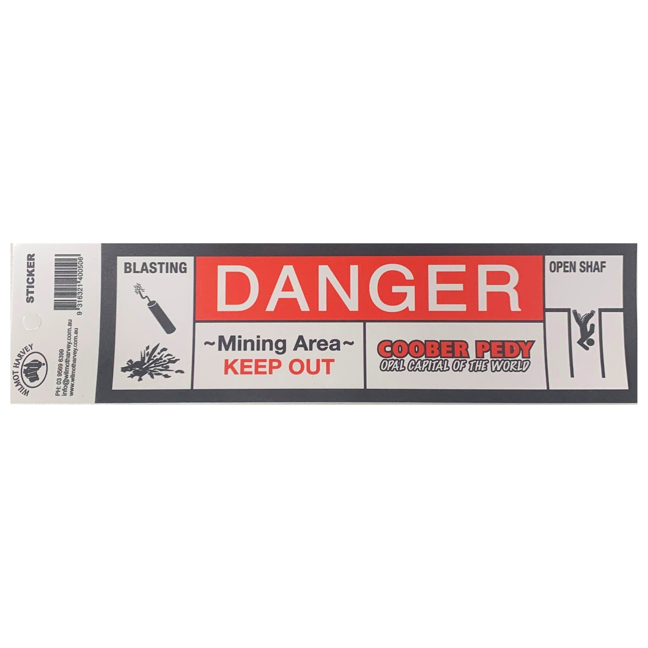 Sticker - Coober Pedy Danger Black Bumper