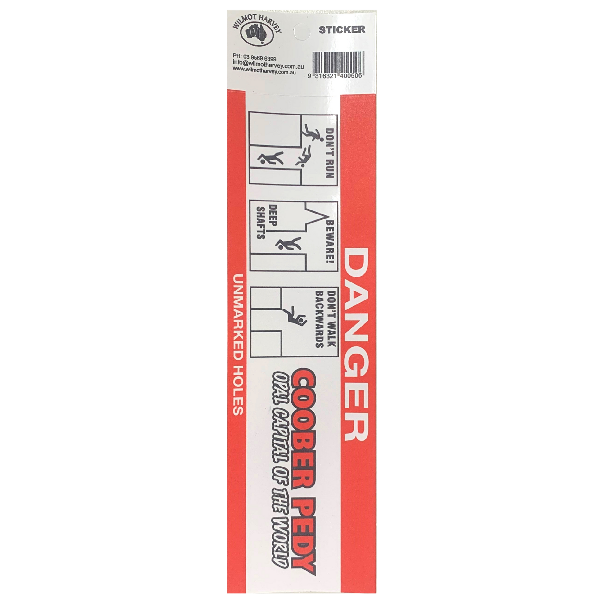 Sticker - Coober Pedy Danger Red Bumper - Wilmot Harvey
