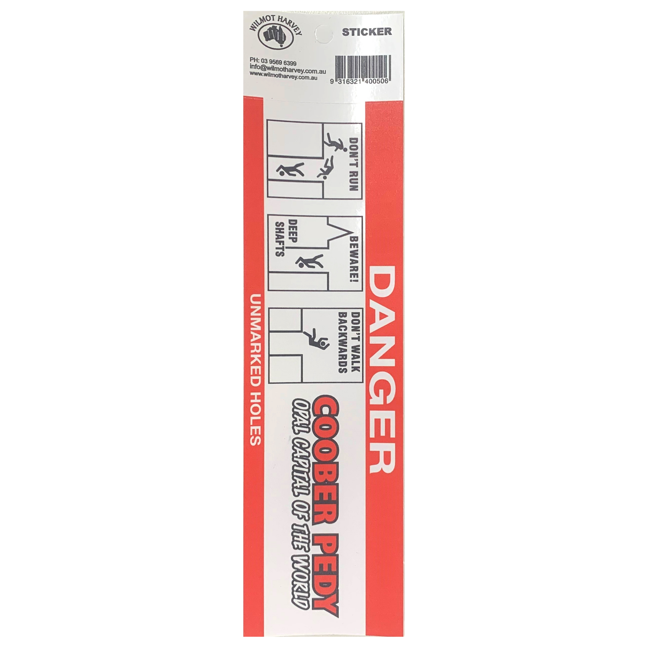 Sticker - Coober Pedy Danger Red Bumper - Wilmot Harvey