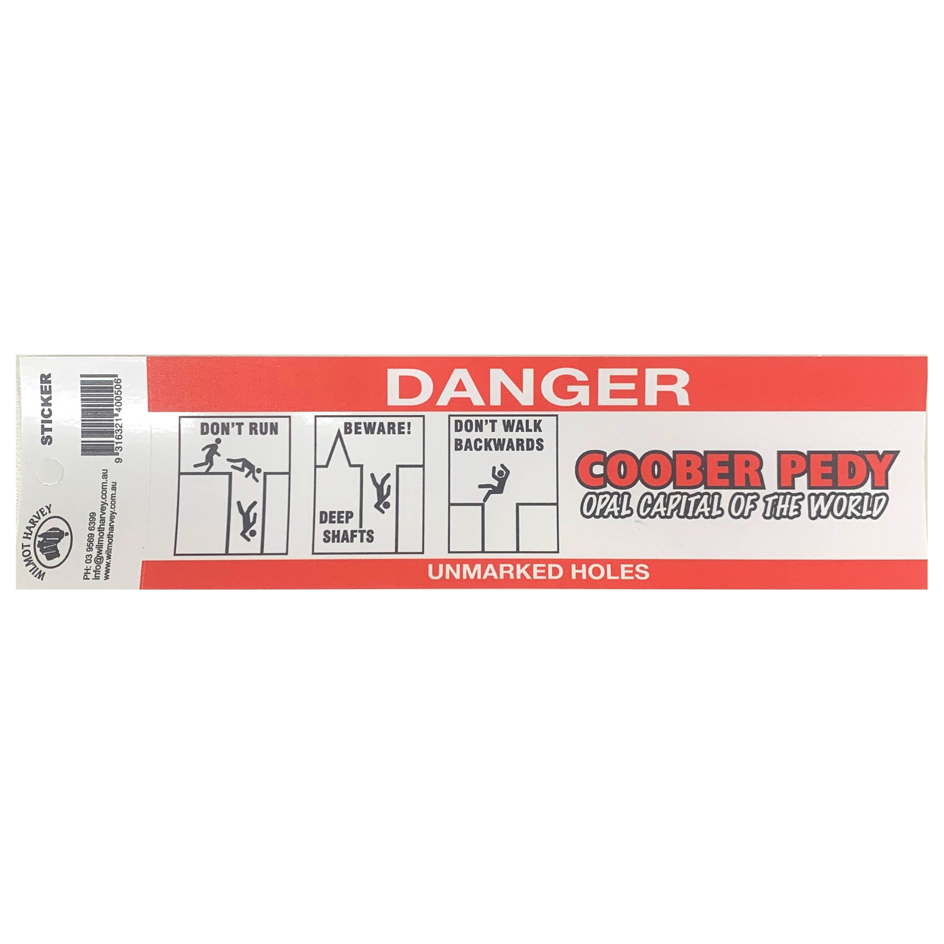 Sticker - Coober Pedy Danger Red Bumper - Wilmot Harvey