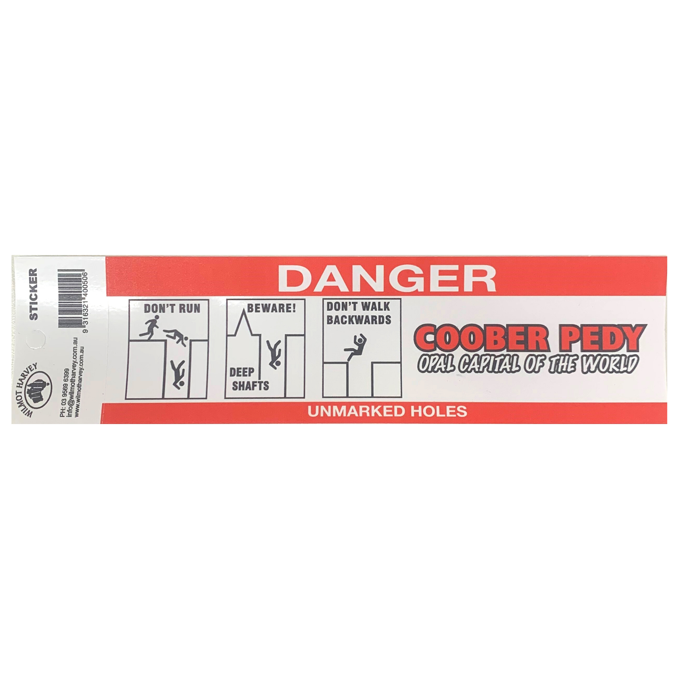 Sticker - Coober Pedy Danger Red Bumper - Wilmot Harvey
