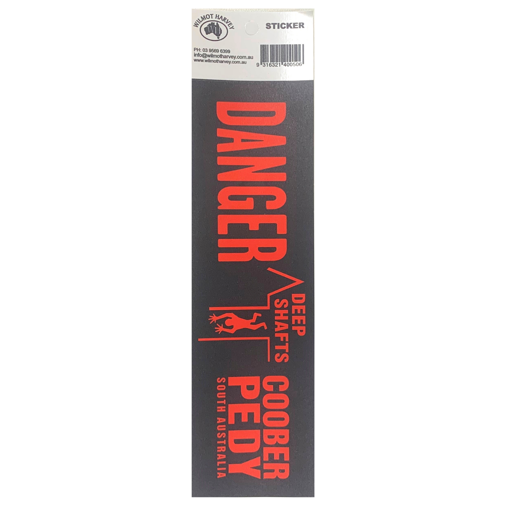 Sticker - Coober Pedy Danger Deep Shafts Black Bumper - Wilmot Harvey