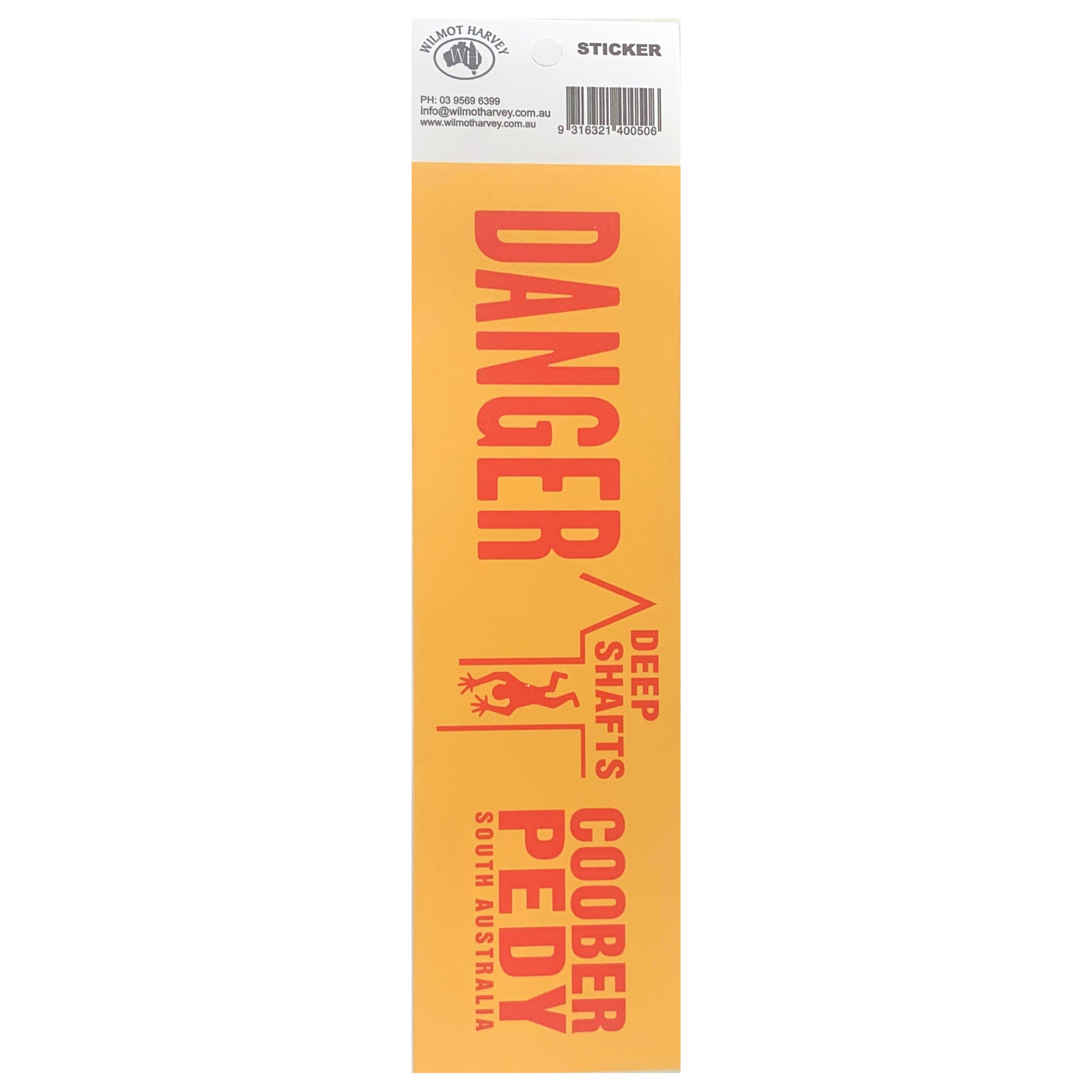 Sticker - Coober Pedy Danger Deep Shafts Yellow Bumper - Wilmot Harvey