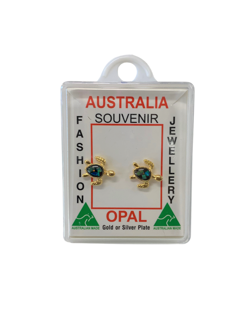 Sliced Opal Earrings - Turtle Stud