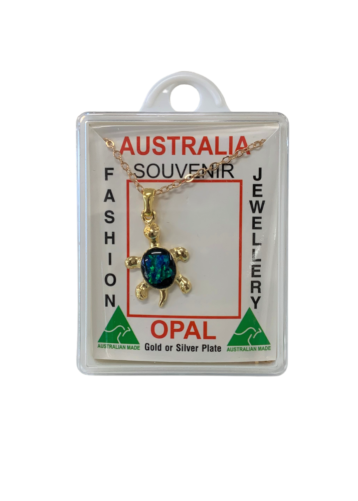 Sliced Opal Pendant - Turtle
