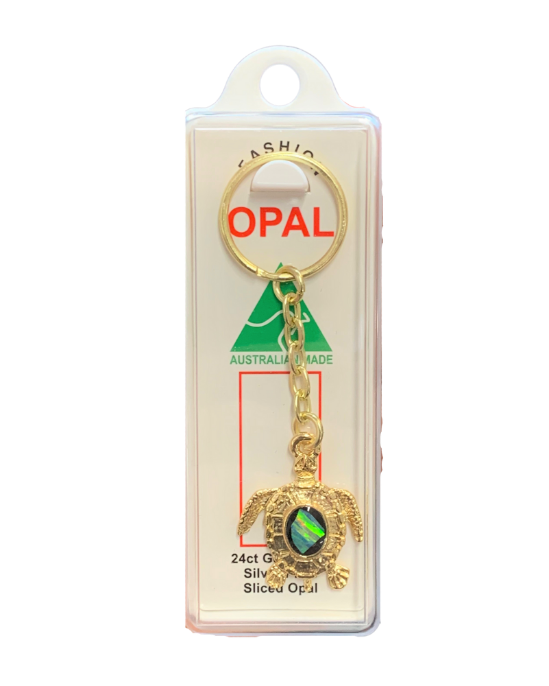 Sliced Opal Keyring - Turtle