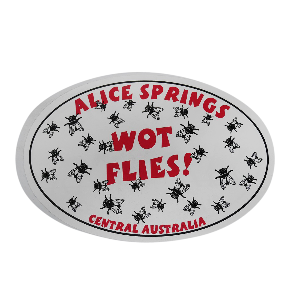 Alice Springs "Wot Flies!" Oval Sticker - Wilmot Harvey Gifts & Souvenirs